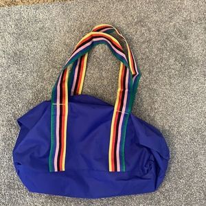 [Bloomingdale’s]Colorful Striped Handle Duffle Bag